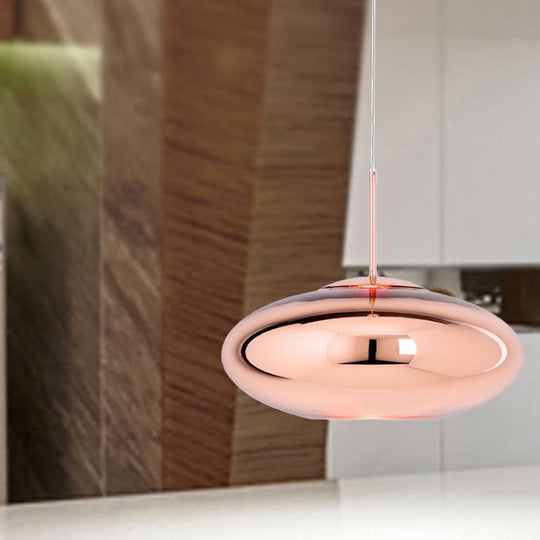 Contemporary Copper Pendant Ceiling Light With Mirror Glass Shade