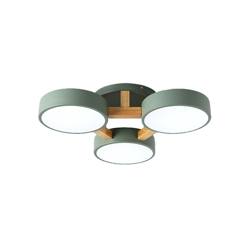 Macaron Metal 4-Head Circular Flush Mount Ceiling Light With Acrylic Diffuser - 21/24.5 Wide In