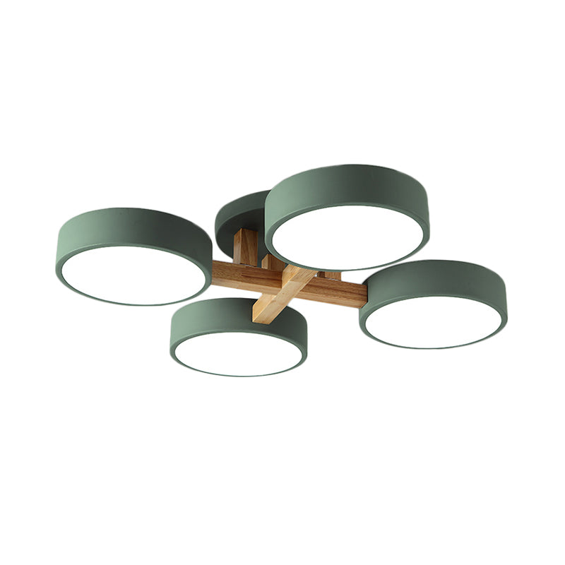 Macaron Metal 4-Head Circular Flush Mount Ceiling Light With Acrylic Diffuser - 21/24.5 Wide In