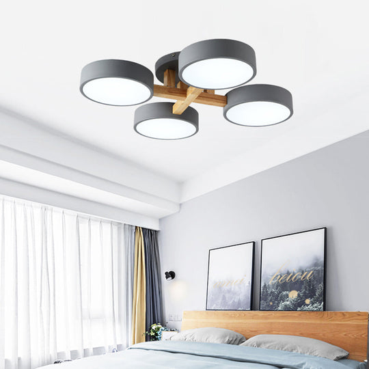 Macaron Metal 4-Head Circular Flush Mount Ceiling Light With Acrylic Diffuser - 21/24.5 Wide In