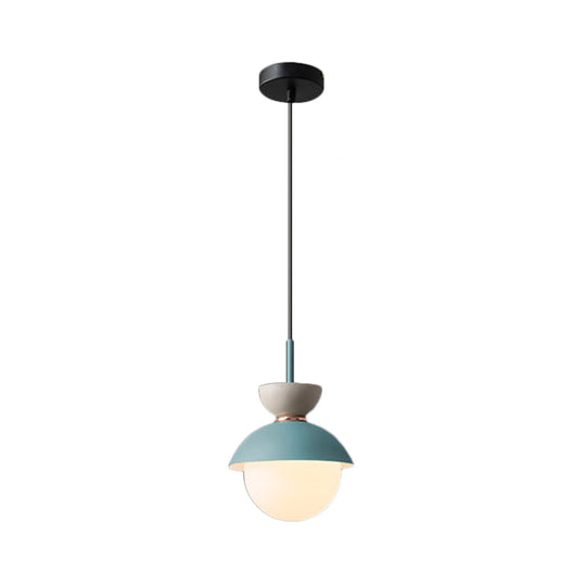 Hourglass Pendant Light: Modern Macaron Metal Design With Dual Toned Hanging Light And Globe White