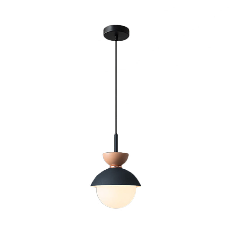 Hourglass Pendant Light: Modern Macaron Metal Design With Dual Toned Hanging Light And Globe White