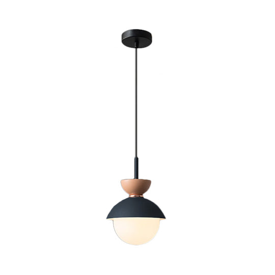 Hourglass Pendant Light: Modern Macaron Metal Design With Dual Toned Hanging Light And Globe White