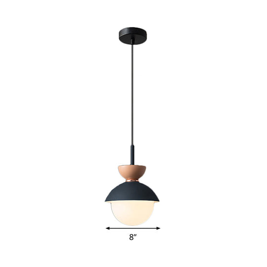 Hourglass Pendant Light: Modern Macaron Metal Design With Dual Toned Hanging Light And Globe White