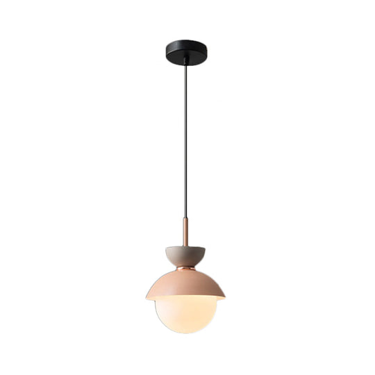 Hourglass Pendant Light: Modern Macaron Metal Design With Dual Toned Hanging Light And Globe White