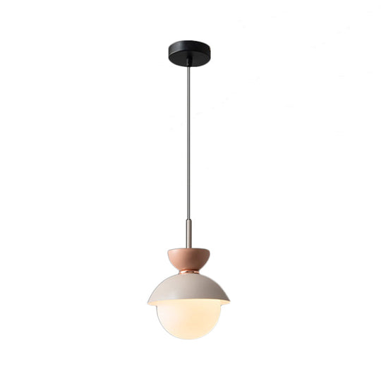 Hourglass Pendant Light: Modern Macaron Metal Design With Dual Toned Hanging Light And Globe White