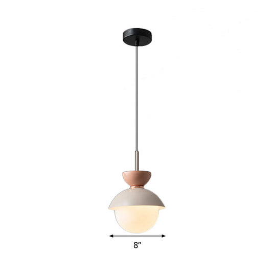 Hourglass Pendant Light: Modern Macaron Metal Design With Dual Toned Hanging Light And Globe White