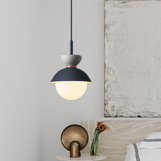 Hourglass Pendant Light: Modern Macaron Metal Design With Dual Toned Hanging Light And Globe White