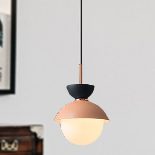 Hourglass Pendant Light: Modern Macaron Metal Design With Dual Toned Hanging Light And Globe White