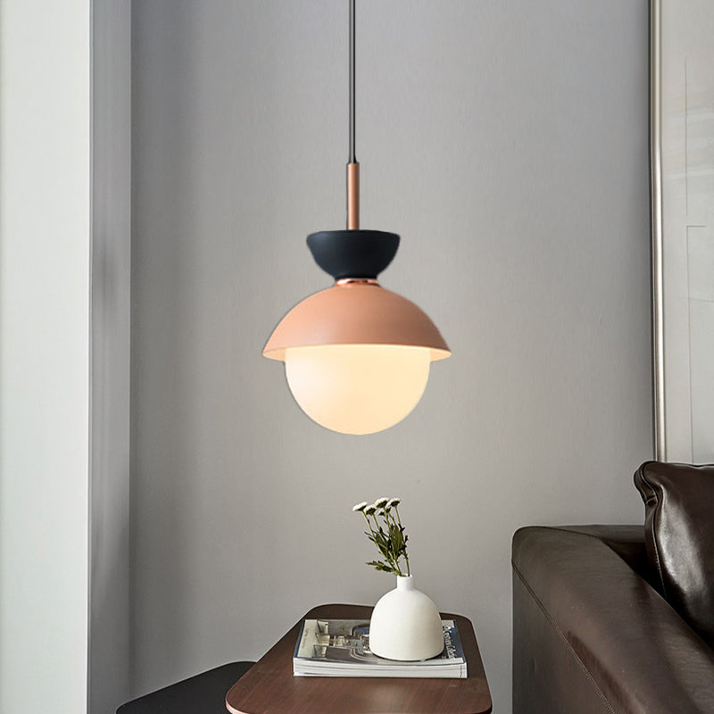 Hourglass Pendant Light: Modern Macaron Metal Design With Dual Toned Hanging Light And Globe White