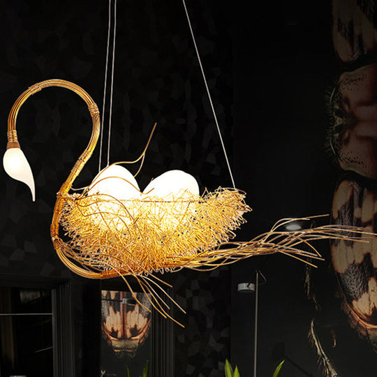 Modern Gold Goose Chandelier Light - Egg Design, 3-Light Metal Pendant