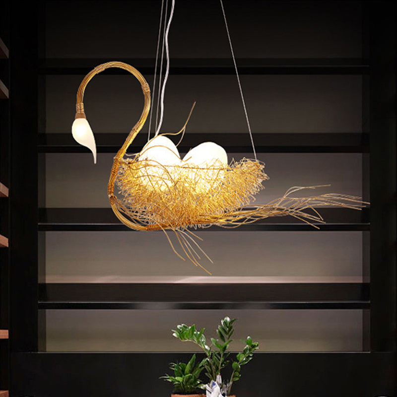 Modern Gold Goose Chandelier Light - Egg Design, 3-Light Metal Pendant