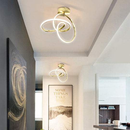 Modern LED Curve Ceiling Light Flush Mount for Corridor - Acrylic Design