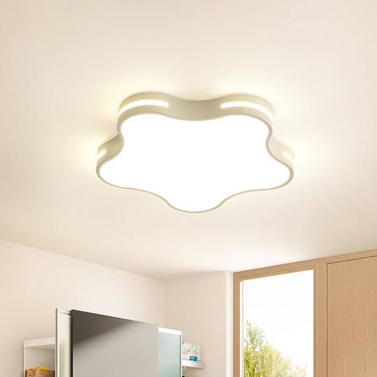 White Acrylic LED Ceiling Flushmount - Minimalist Star Design, 19.5" Wide