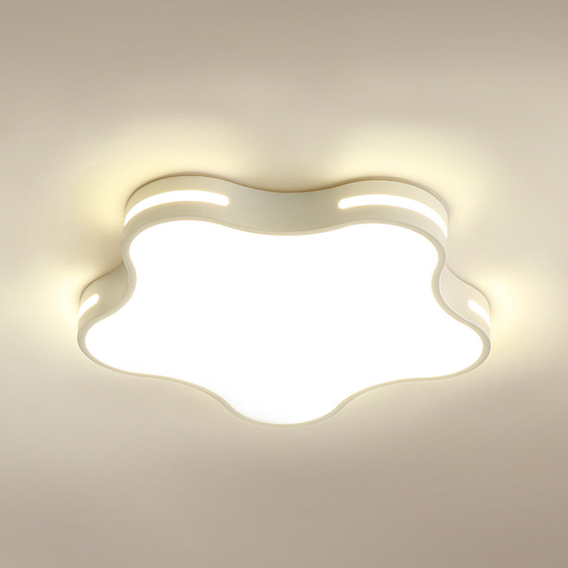 White Acrylic LED Ceiling Flushmount - Minimalist Star Design, 19.5" Wide