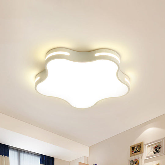 White Acrylic LED Ceiling Flushmount - Minimalist Star Design, 19.5" Wide