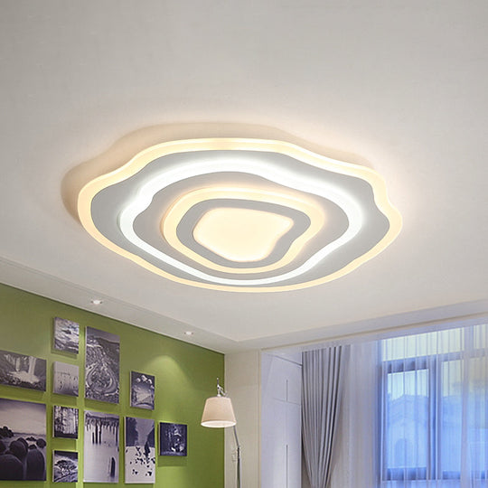 Ultra Thin Acrylic Ripple Ceiling Lamp - 19.5/23.5 W Simple White Led Light In Warm/White / 19.5