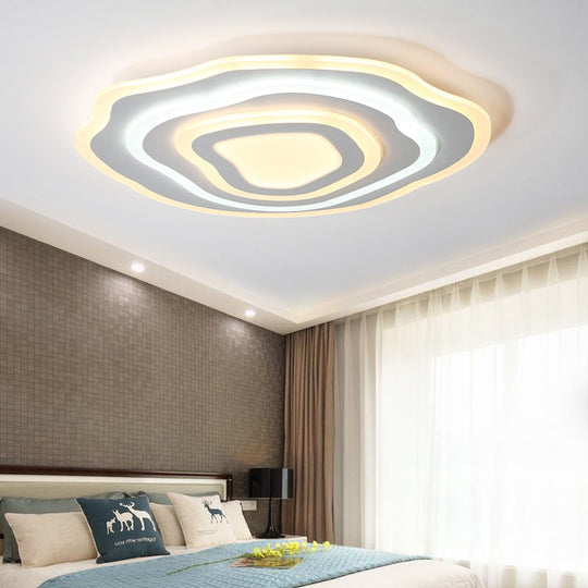 Ultra Thin Acrylic Ripple Ceiling Lamp - 19.5/23.5 W Simple White Led Light In Warm/White