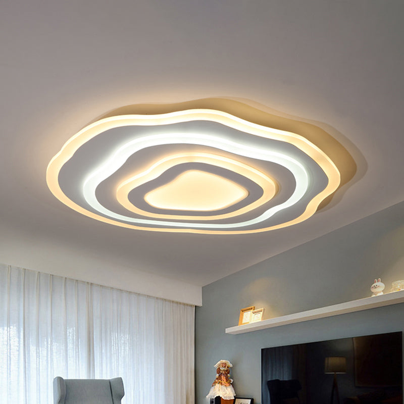 Ultra Thin Acrylic Ripple Ceiling Lamp - 19.5/23.5 W Simple White Led Light In Warm/White