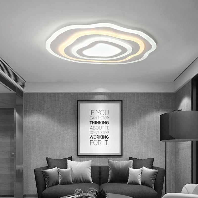 Ultra Thin Acrylic Ripple Ceiling Lamp - 19.5/23.5 W Simple White Led Light In Warm/White / 19.5