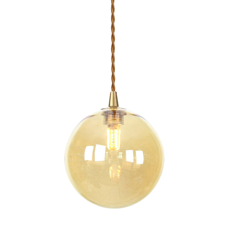 Macaron Globe Pendant Light With Amber/White/Red Glass - Ideal For Bedroom Suspension Lighting