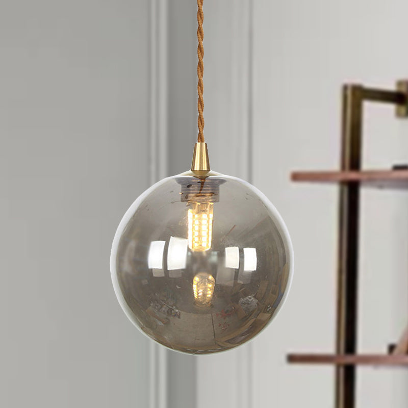 Amber/White/Red Macaron Glass Pendant Light Fixture - 1 Light Suspension Light with Rope for Bedroom