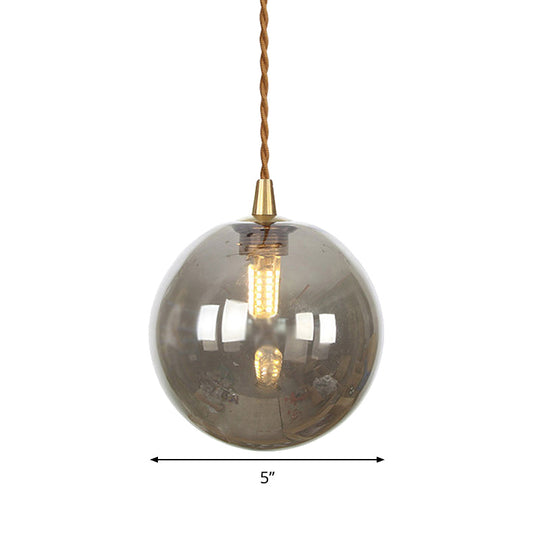 Macaron Globe Pendant Light With Amber/White/Red Glass - Ideal For Bedroom Suspension Lighting