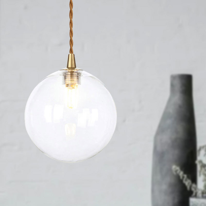 Macaron Globe Pendant Light With Amber/White/Red Glass - Ideal For Bedroom Suspension Lighting