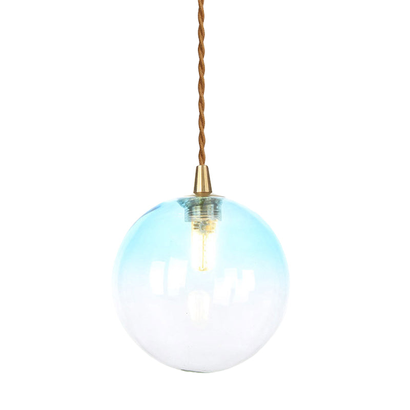 Macaron Globe Pendant Light With Amber/White/Red Glass - Ideal For Bedroom Suspension Lighting