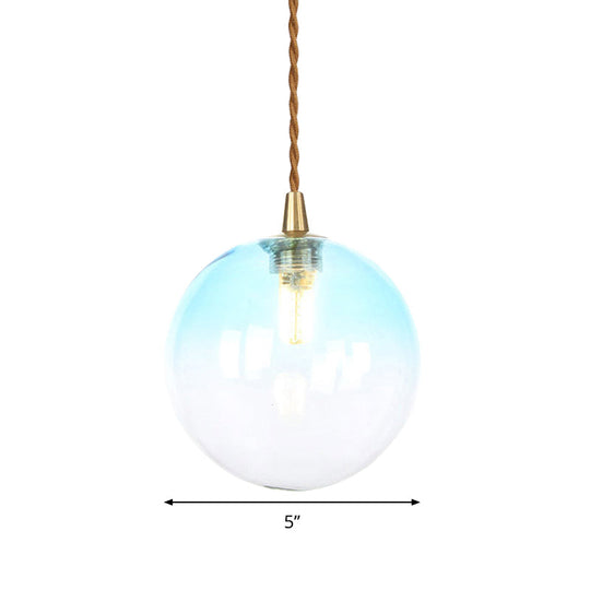 Macaron Globe Pendant Light With Amber/White/Red Glass - Ideal For Bedroom Suspension Lighting