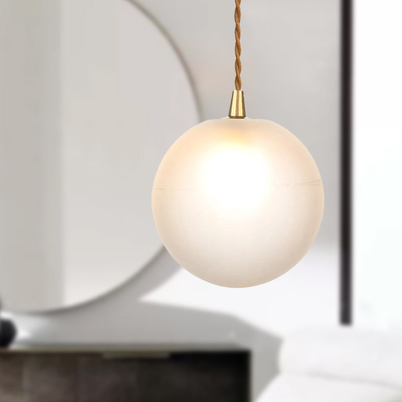 Macaron Globe Pendant Light With Amber/White/Red Glass - Ideal For Bedroom Suspension Lighting