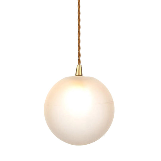 Amber/White/Red Macaron Glass Pendant Light Fixture - 1 Light Suspension Light with Rope for Bedroom