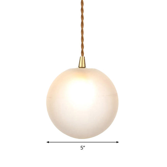 Macaron Globe Pendant Light With Amber/White/Red Glass - Ideal For Bedroom Suspension Lighting