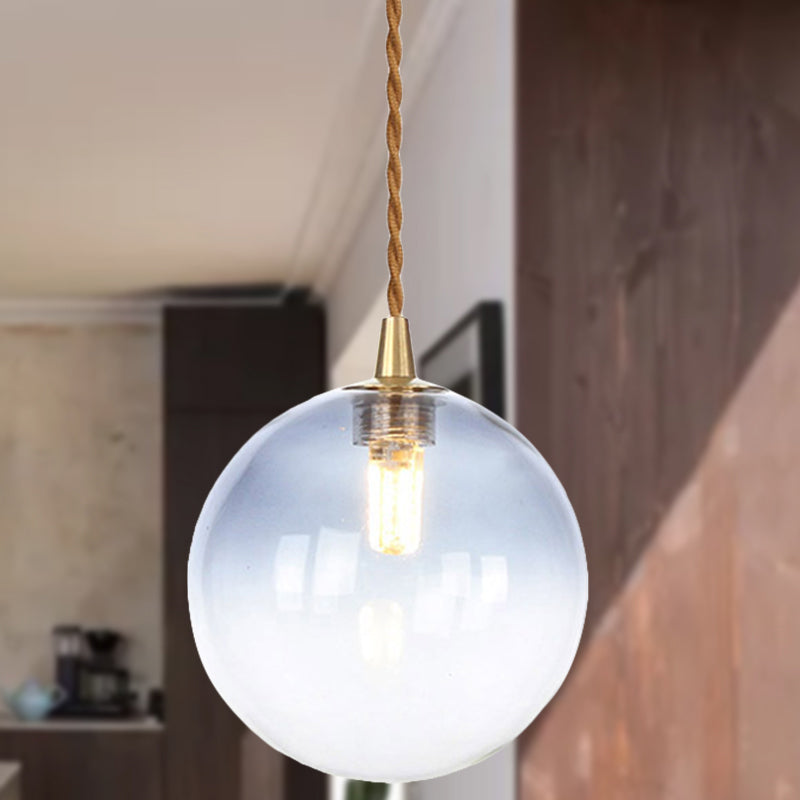 Amber/White/Red Macaron Glass Pendant Light Fixture - 1 Light Suspension Light with Rope for Bedroom