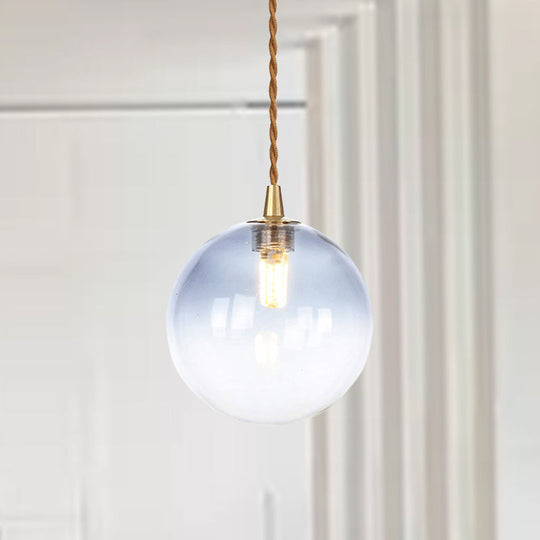 Amber/White/Red Macaron Glass Pendant Light Fixture - 1 Light Suspension Light with Rope for Bedroom