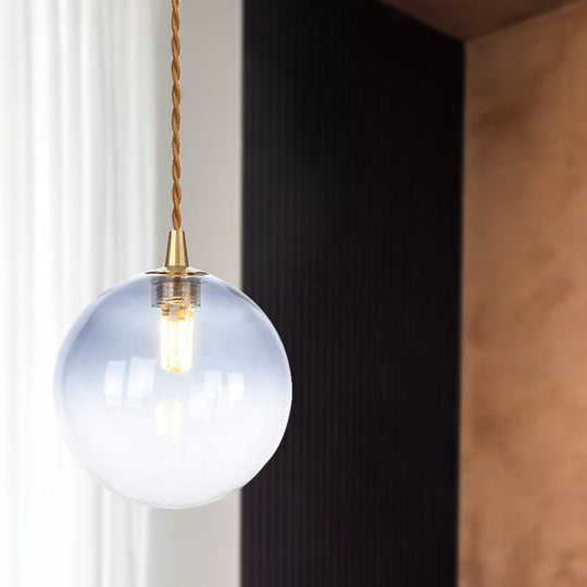 Macaron Globe Pendant Light With Amber/White/Red Glass - Ideal For Bedroom Suspension Lighting