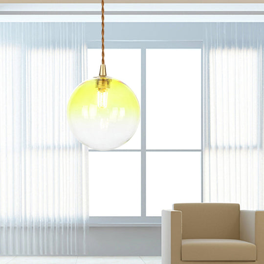 Macaron Globe Pendant Light With Amber/White/Red Glass - Ideal For Bedroom Suspension Lighting