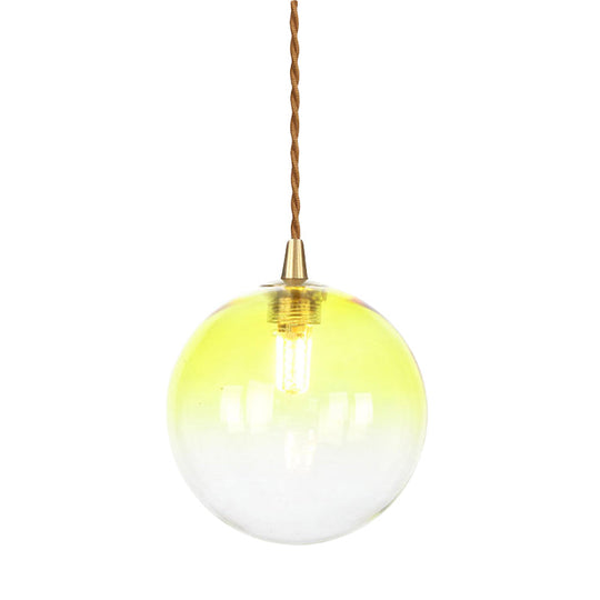 Macaron Globe Pendant Light With Amber/White/Red Glass - Ideal For Bedroom Suspension Lighting