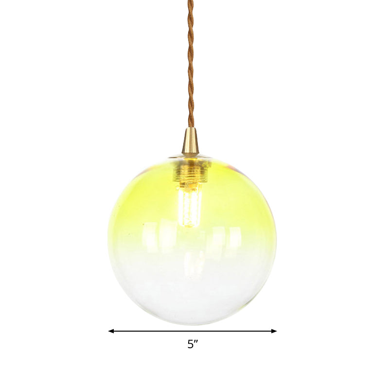 Macaron Globe Pendant Light With Amber/White/Red Glass - Ideal For Bedroom Suspension Lighting