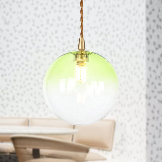 Macaron Globe Pendant Light With Amber/White/Red Glass - Ideal For Bedroom Suspension Lighting