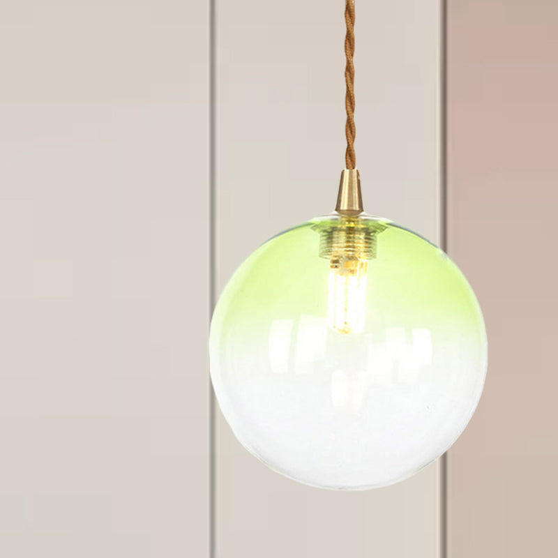 Macaron Globe Pendant Light With Amber/White/Red Glass - Ideal For Bedroom Suspension Lighting