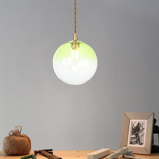 Macaron Globe Pendant Light With Amber/White/Red Glass - Ideal For Bedroom Suspension Lighting