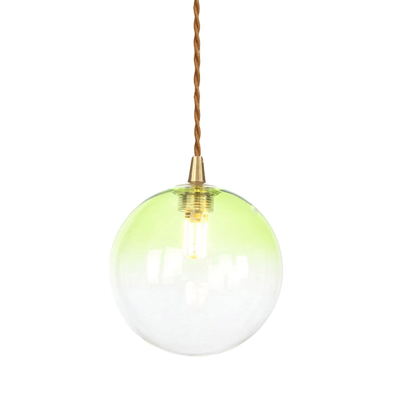 Macaron Globe Pendant Light With Amber/White/Red Glass - Ideal For Bedroom Suspension Lighting