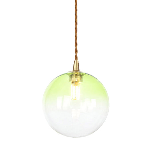 Macaron Globe Pendant Light With Amber/White/Red Glass - Ideal For Bedroom Suspension Lighting