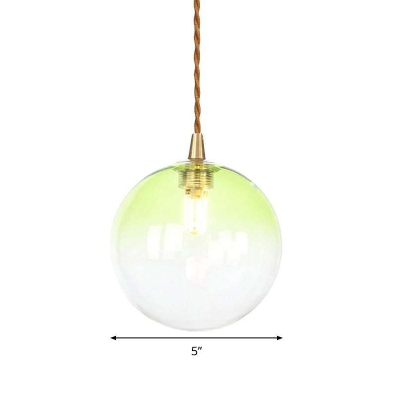 Macaron Globe Pendant Light With Amber/White/Red Glass - Ideal For Bedroom Suspension Lighting