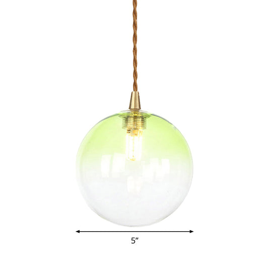 Macaron Globe Pendant Light With Amber/White/Red Glass - Ideal For Bedroom Suspension Lighting