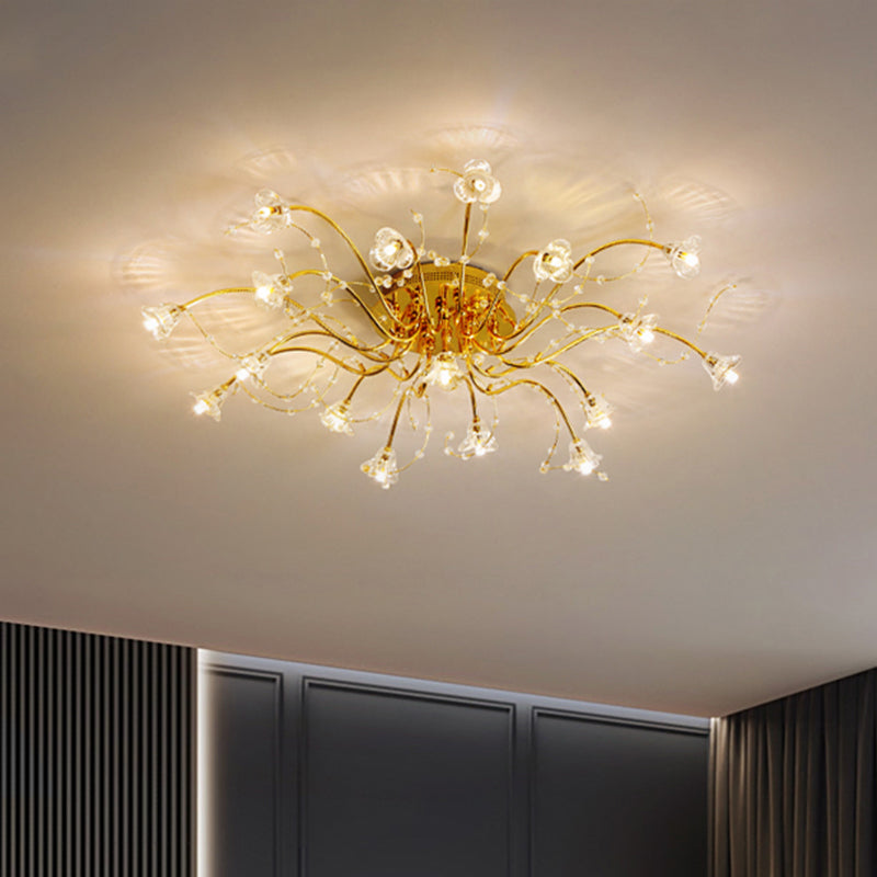 Sputnik Crystal Semi Flush Ceiling Light Fixture In Gold With 17/21 Bulbs - Contemporary Design 21 /