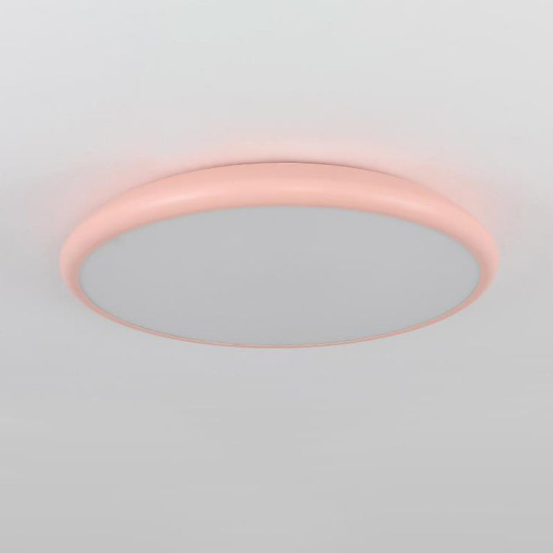 Modern Pink LED Ceiling Mounted Fixture, Round Acrylic Flush Mount Light in Warm & White Light, 15"/18"/22" Width