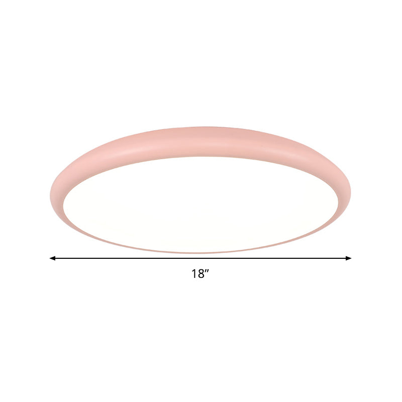 Modern Pink Led Ceiling Mounted Fixture Round Acrylic Flush Mount Light In Warm & White 15/18/22