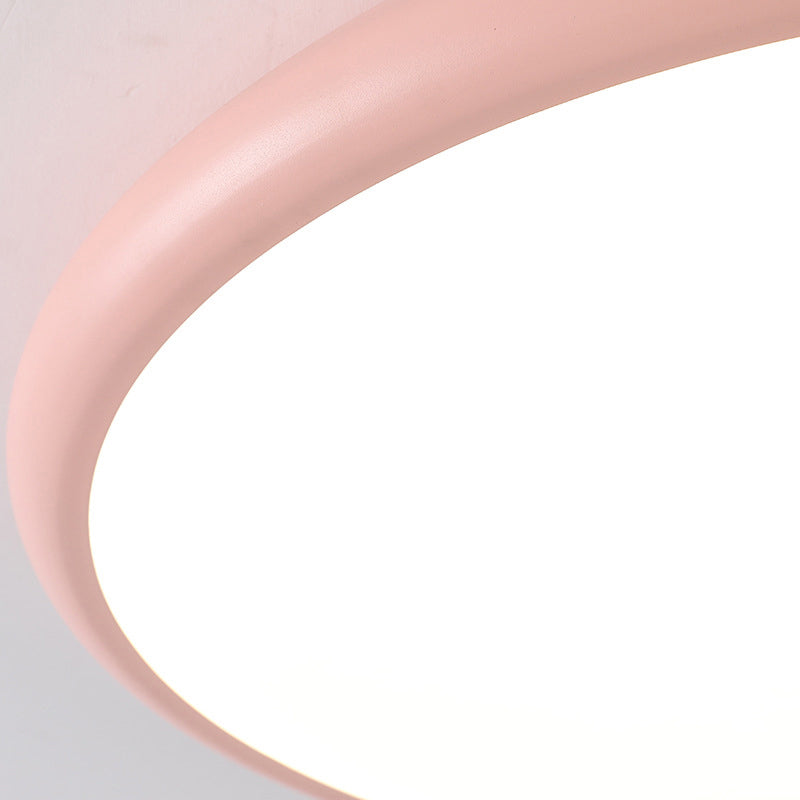 Modern Pink LED Ceiling Mounted Fixture, Round Acrylic Flush Mount Light in Warm & White Light, 15"/18"/22" Width